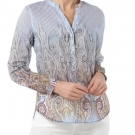 Emily Van den Bergh Blusenshirt mit Paisley-Dessin und Streifendetails - Bleu